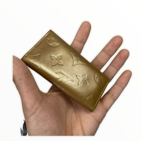 Authentic Louis Vuitton Wallet Keychain Vernis Gold LV Vintage - Picture 6 of 10